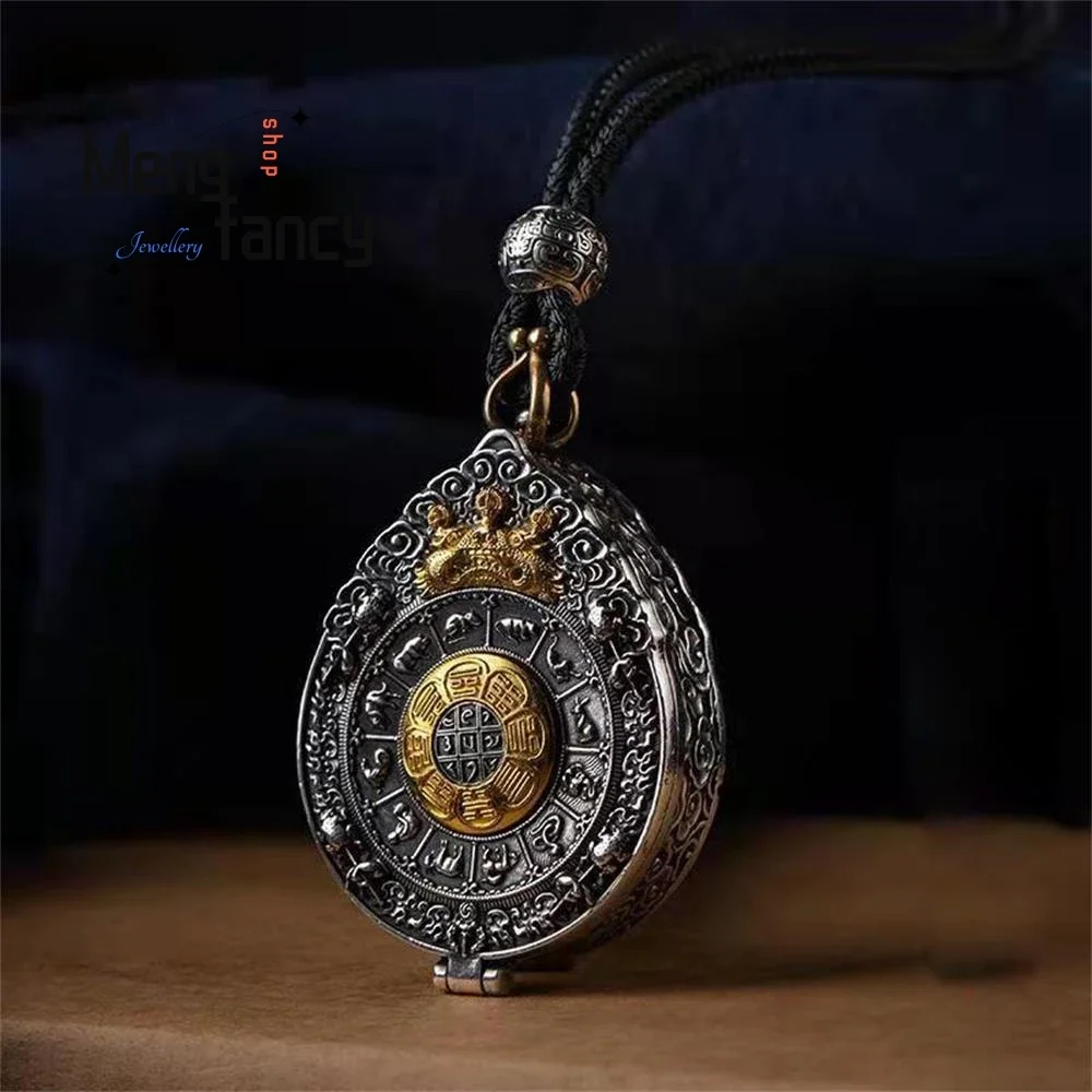 Nine Palace Gossip Card Gaou Box Built-in Silver-plated Pendant Exquisite High-grade Luxury Quality Fashion Jewelry Holiday Gift