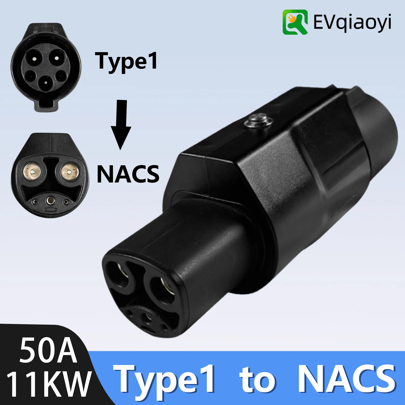 

EVqiaoyi 50A 11KW Type1 to NACS Charging Adapter Type1 Charging Pile to NACS Connector for Tesla Standard Electric Vehicles