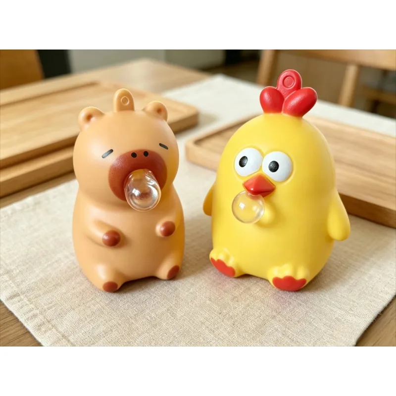 Decompression Bubble Blowing Doll Cute Chicken Pinch Music Desktop Ornament Creative Gift