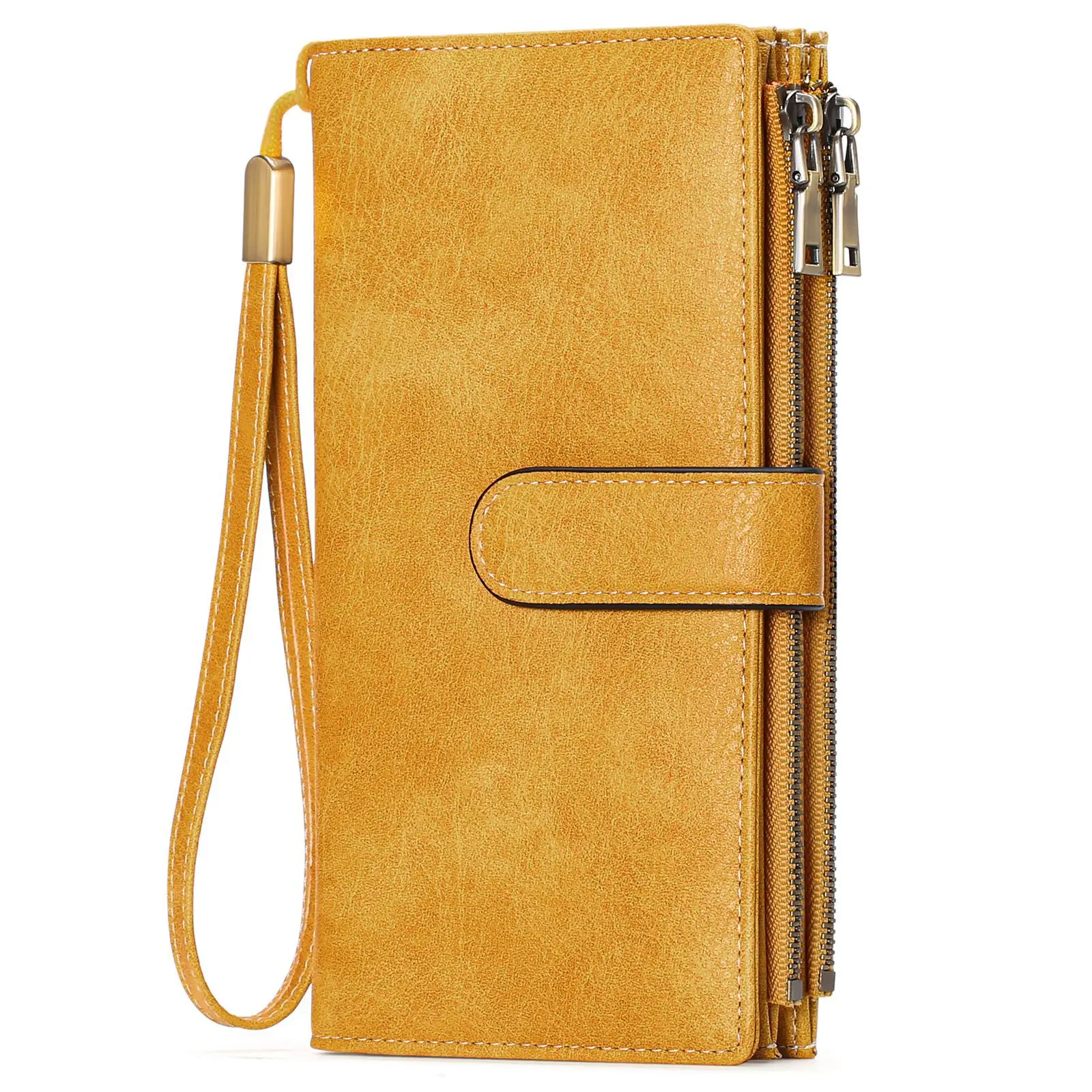 Retro Business Women's Long Wallet PU Leather Triple Fold Large Capacity Multi Card Slot Handbag Slot Ultra Thin Zipper Wallet