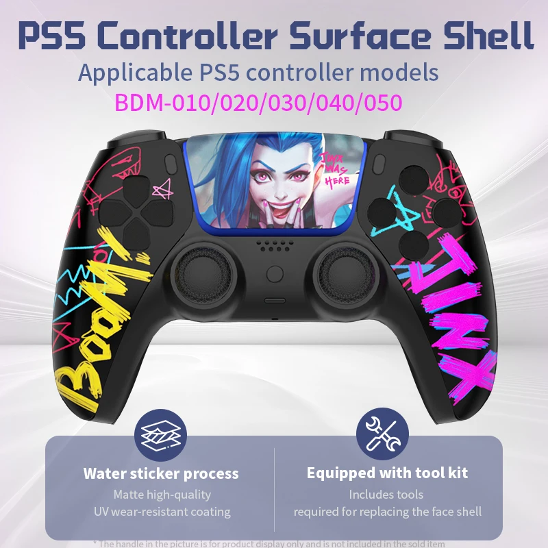 PS5 Controller Case Touchpad Game Controller Cover Replacement Front Cover Controller Case Limited Edition Jinx for BDM-010/020