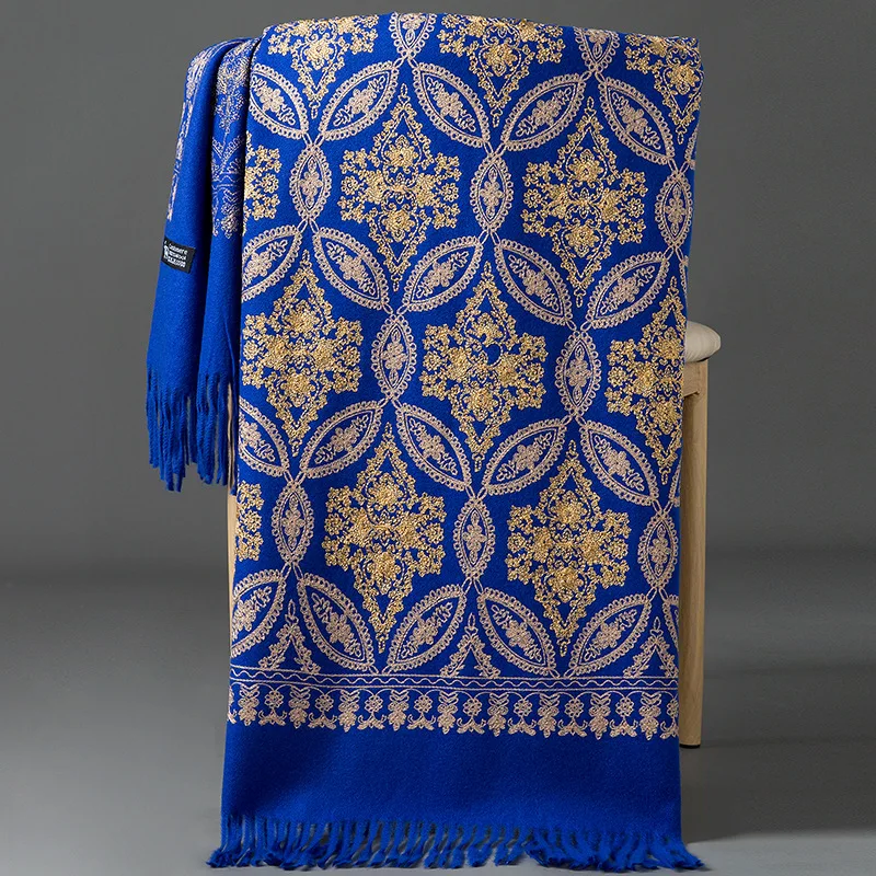 

Luxury Floral Embroidered Pashmina Shawl Winter Women Warm Cashmere Scarf Fine Tassels Thicken Foulard Female Blanket Scarves