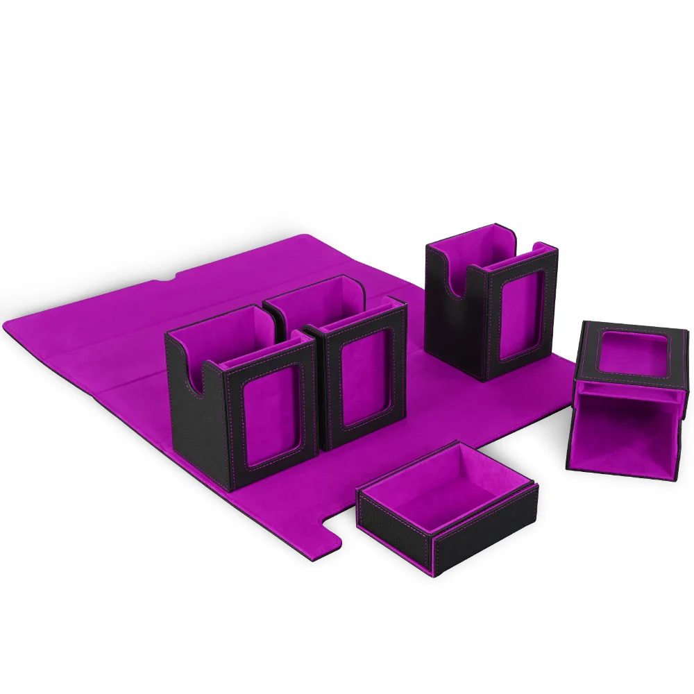 

Card Deck Box for MTG with Commander Display, 5-in-1 Removable Card Case with Dice Tray Holds 400+ Double-sleeved Cards, Magneti