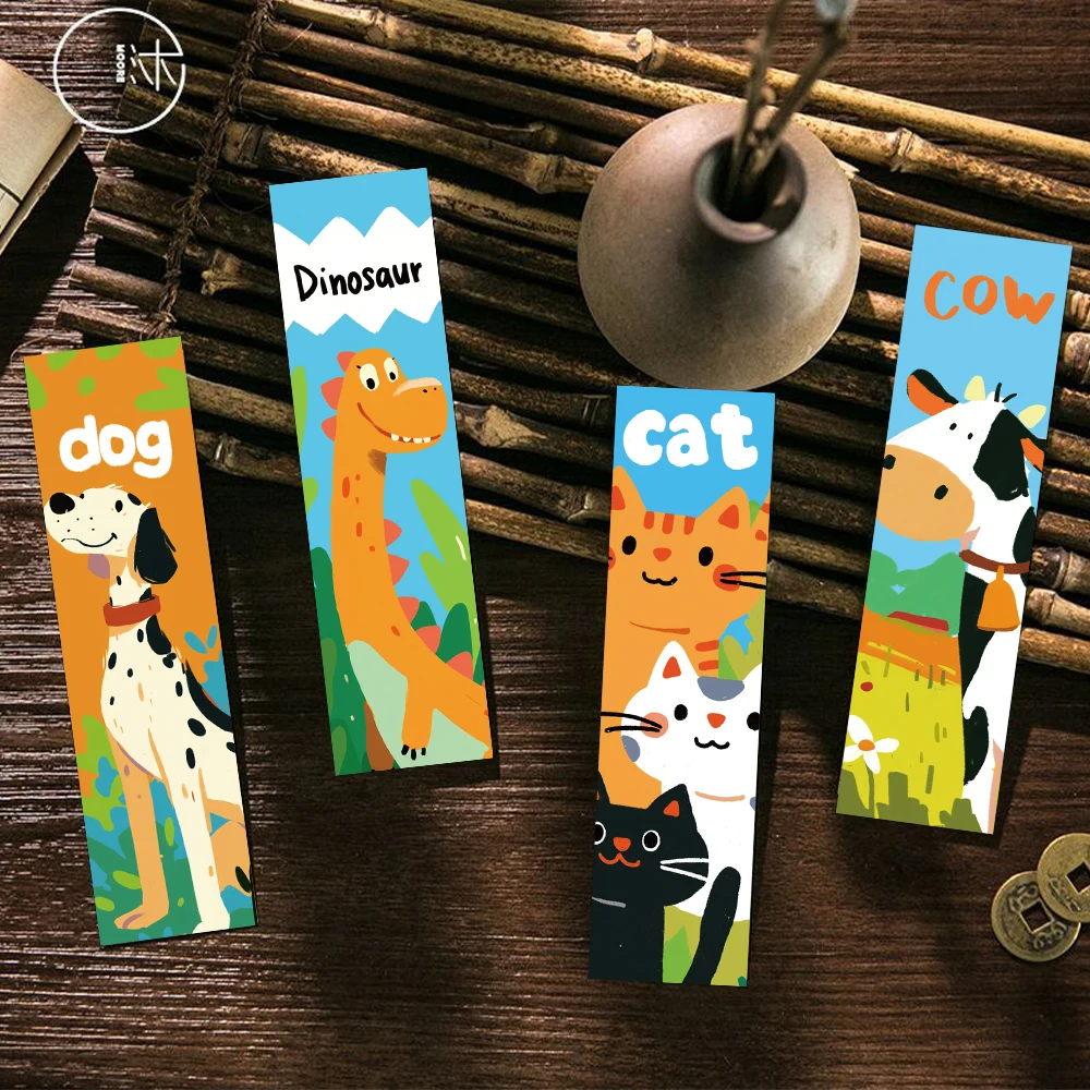 

30PCS Cartoon Flat Graffiti Animal Bookmark Students Paper Card Decorating Books Page Marking Page Book Marking DIY Stationery