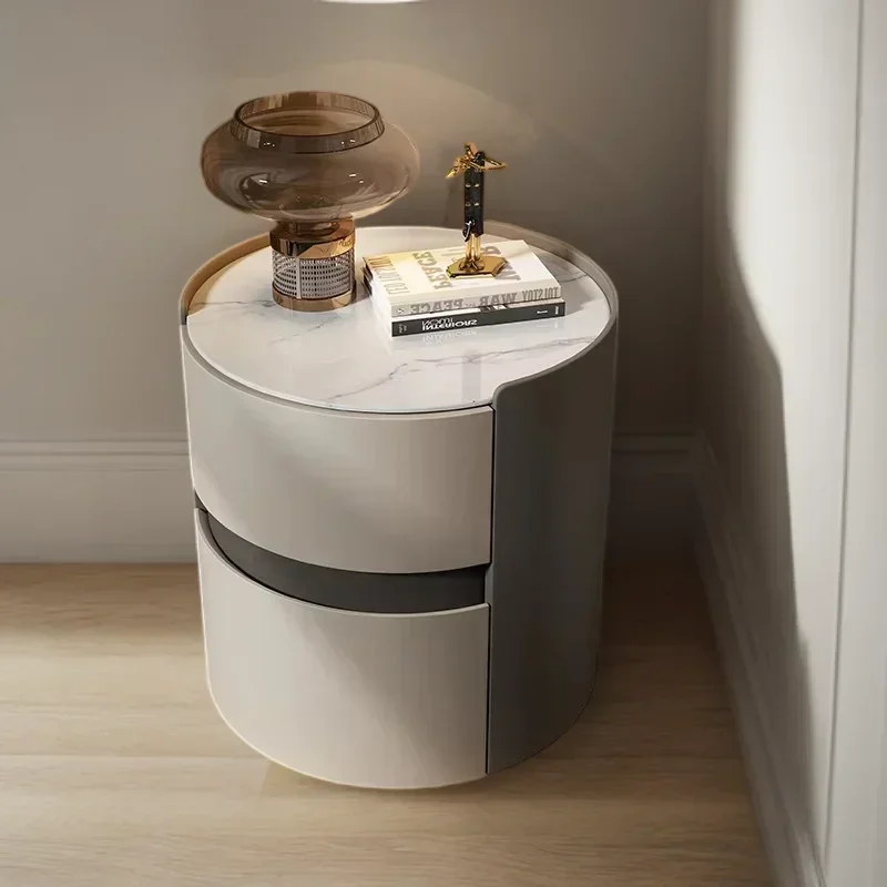 

Bedside Table Bedroom Furniture Nightstands Storage Cabinet Auxiliary Round Coffee Mesas Wood Cabinets Narrow Desk Gamer Cute