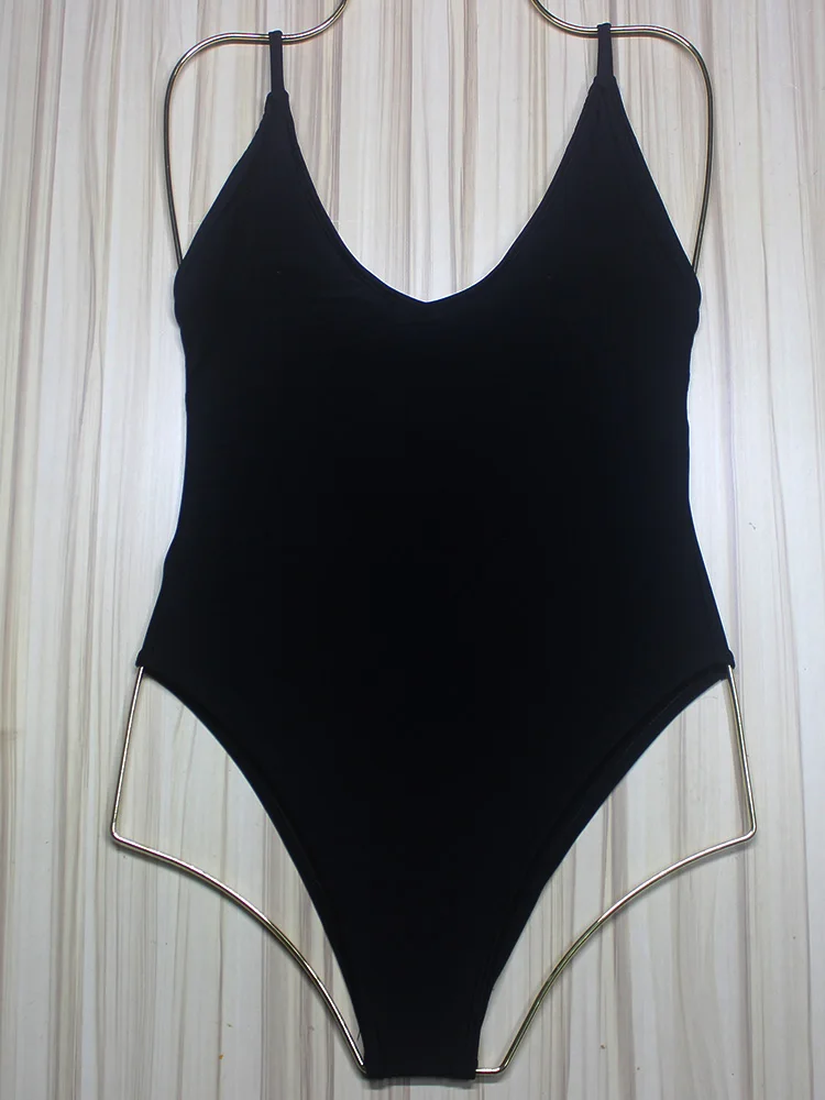 Padded Solid Swimwear Women Bikini Sexy Bodysuit One Piece Swimsuit Women Beachwear High Cut Low Back swim suit monokini