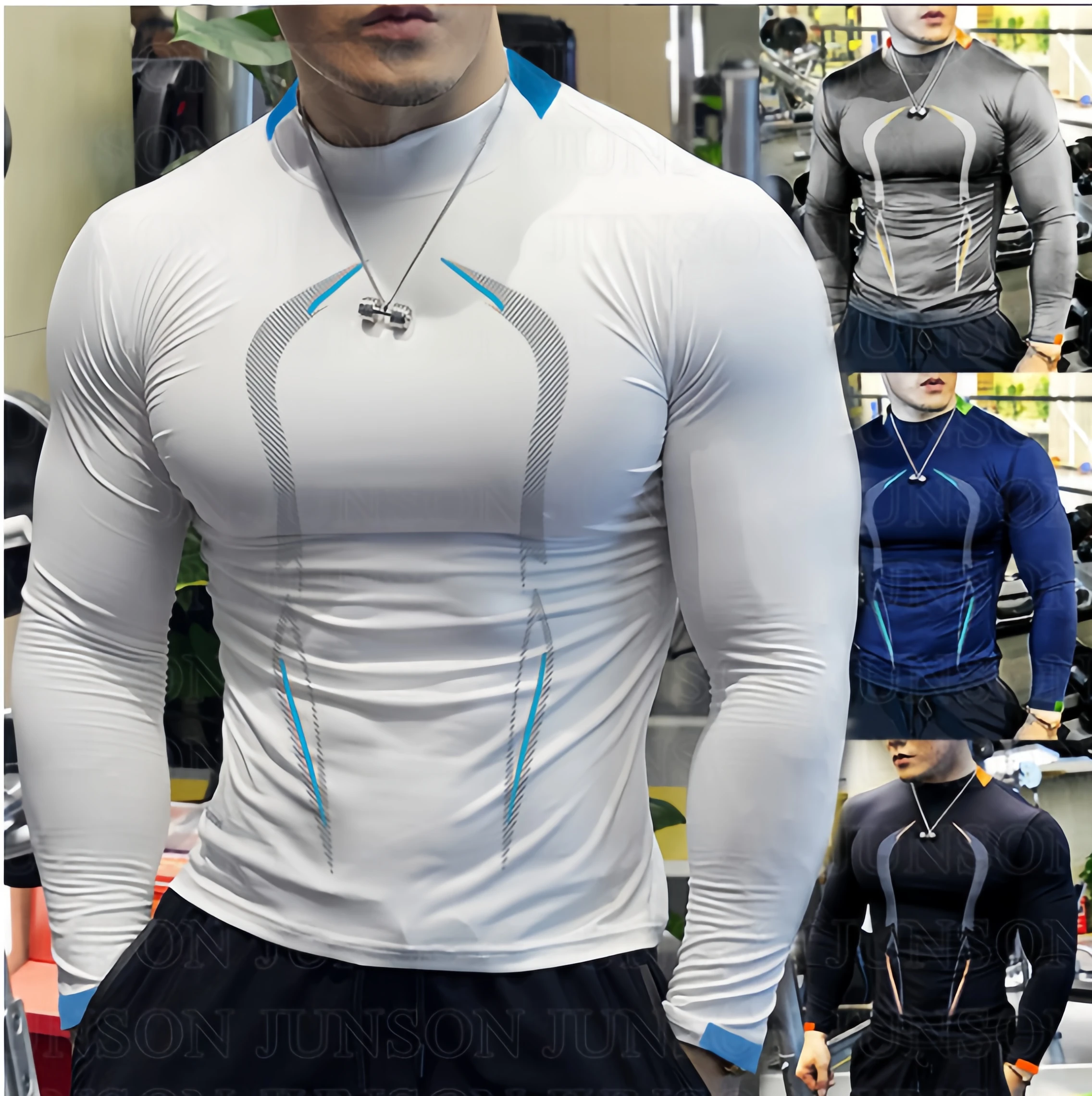 

Fashion summer men's fitness training breathable short sleeved quick drying clothes men's sports fashion long sleeved T-shirts