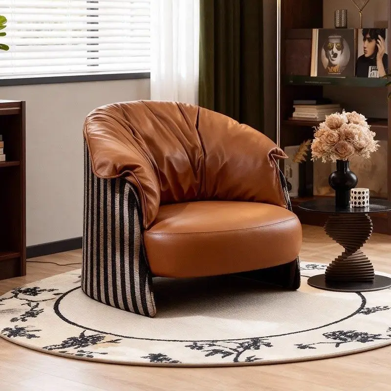 

American retro striped single sofa chair living room Italian medieval small apartment designer lazy leisure chair