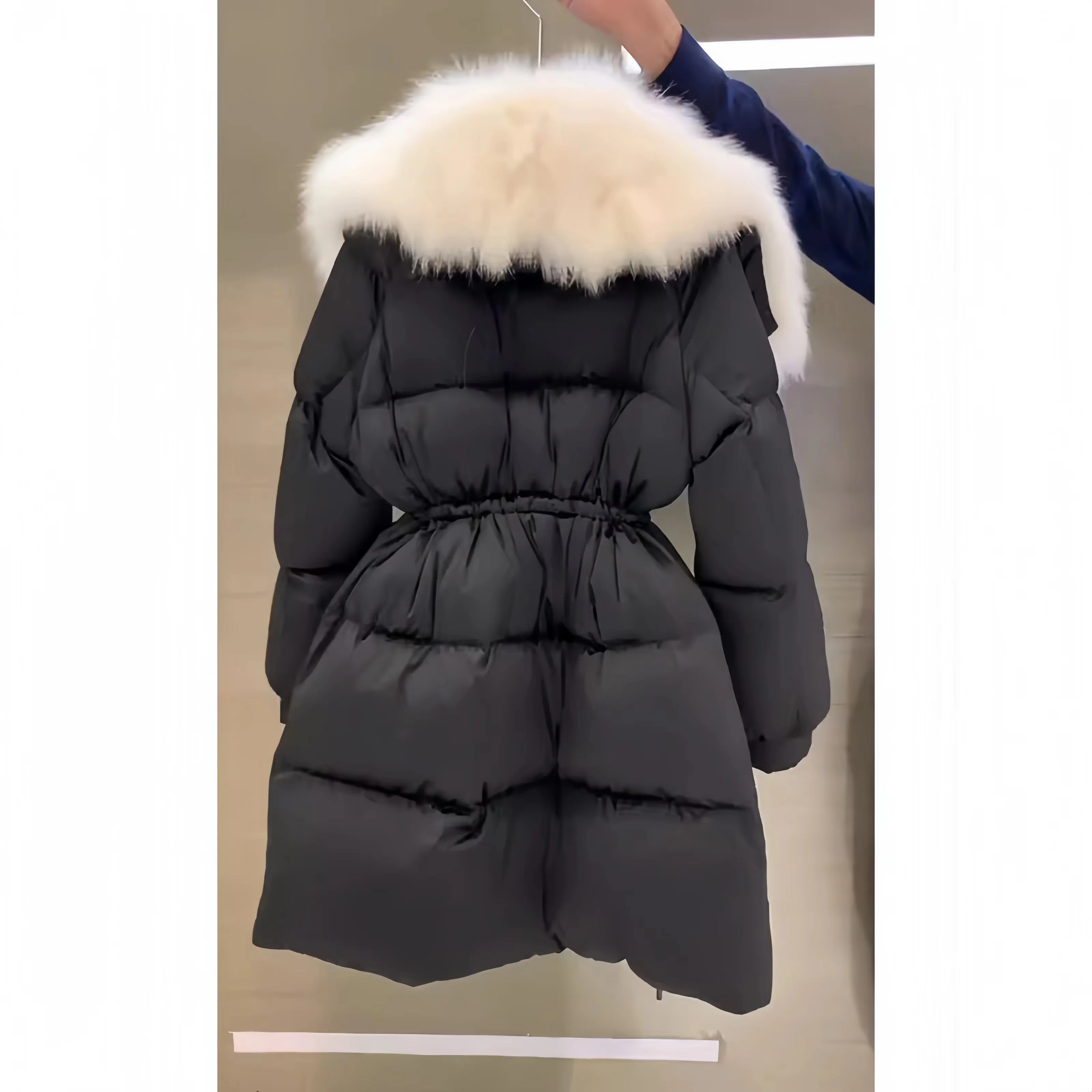 Women\'s Faux Fur Collar Coat, Loose Single Breasted Cotton Jacket, Thick, Warm Female Clothing,Korean , New, Winter, 2024