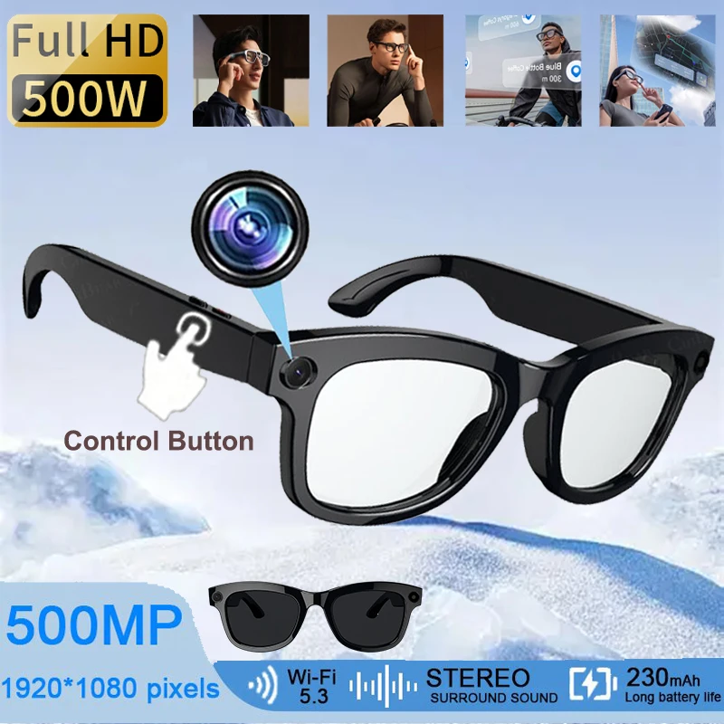 

AI Smart Glasses 500W HD Camera Shooting Bluetooth Calling Intelligent Voice Assistant Control Music Smart Glasses For Men Women