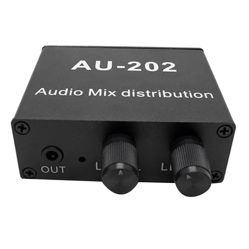 Stereo Mixer Audio Distributor 2 Inputs 2 Outputs Audio Mix Distribution to Amplify the Sound US Plug