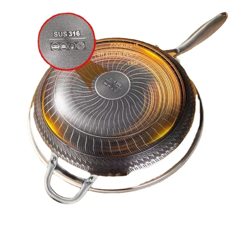 316 Stainless Steel Non-stick Frying Pan for Gas Stove and Induction Cooker