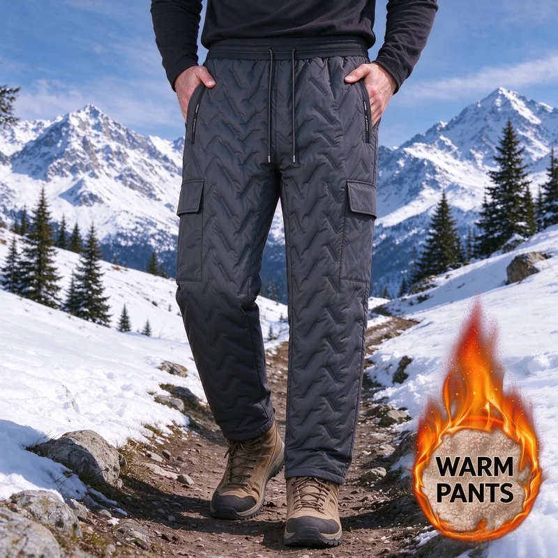 Men's Thick Autumn And Winter Warm Pants With Wool Lining Casual Pants Lamb Wool Lined Outdoor Sports Pants Winter Workwear Pant
