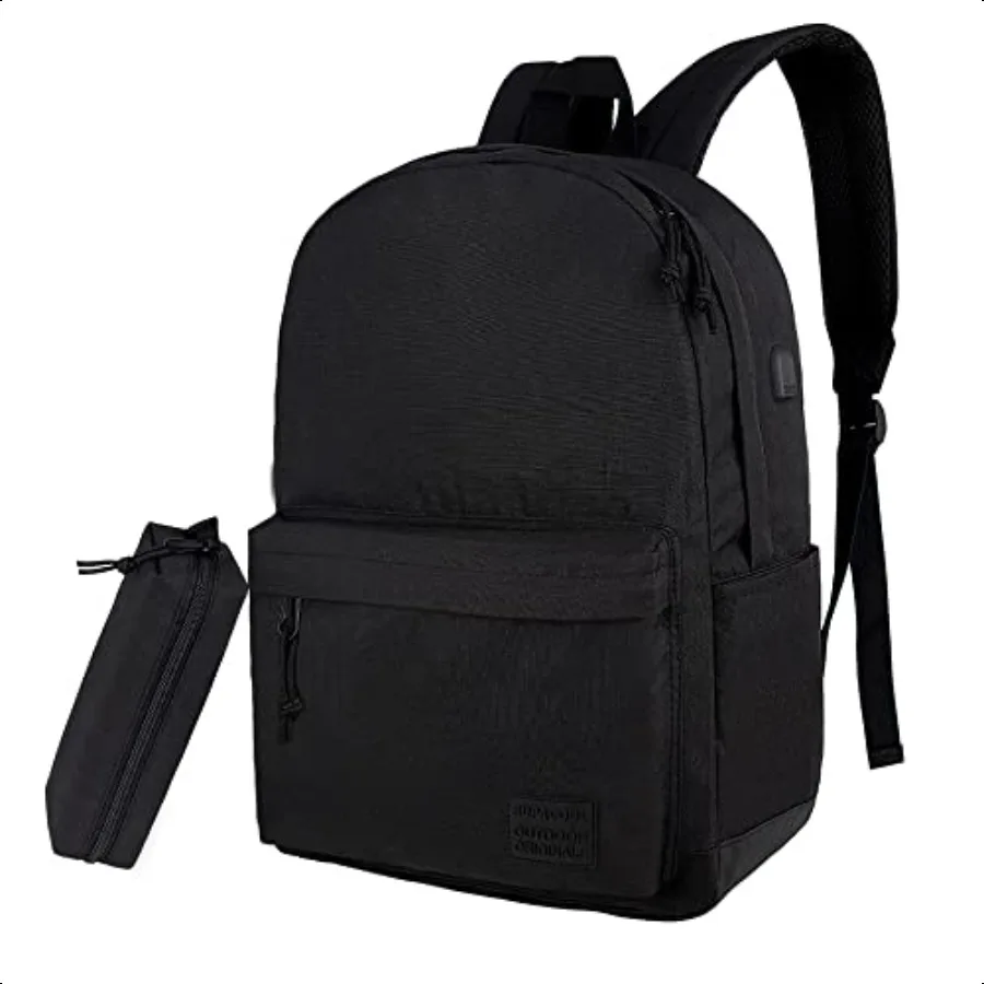 

Lightweight School Backpack with Pencil Pouch Backpack for School Boys and Girls Black backpack set