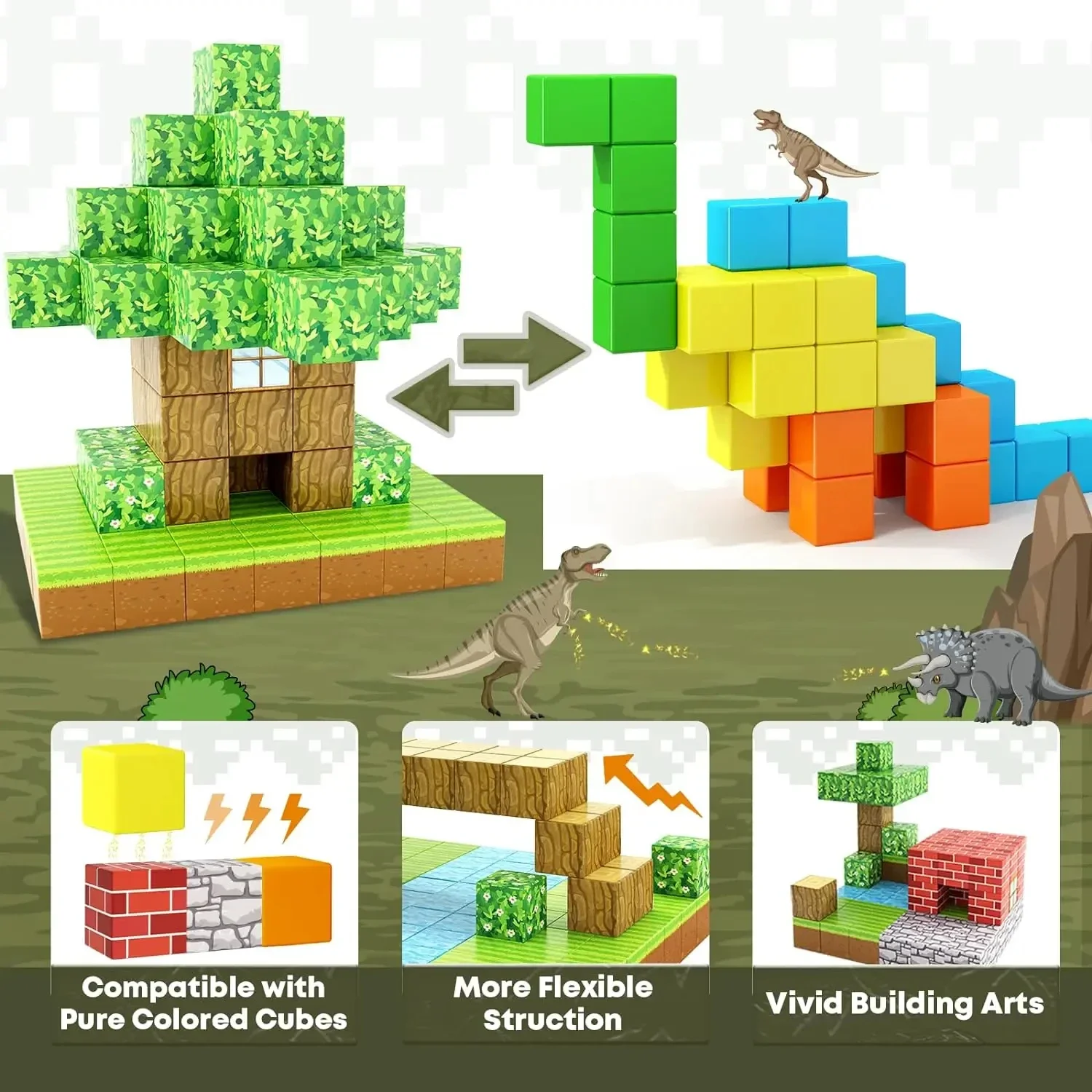 DIY Magnetic Building Blocks World แม่เหล็ก Cube ชุดสําหรับเด็กผู้หญิงเด็กต้นไม้ House รุ่นเด็กของขวัญ Sensory ของเล่นอาคารฟรี