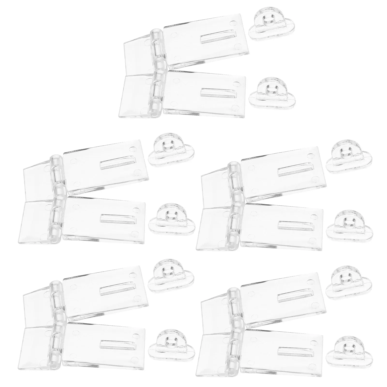 10Sets Clear Acrylic Hasp Buckle for Cabinets Drawers Display Boxes Transparent Hinge Latch Childproof Organizer Home Office