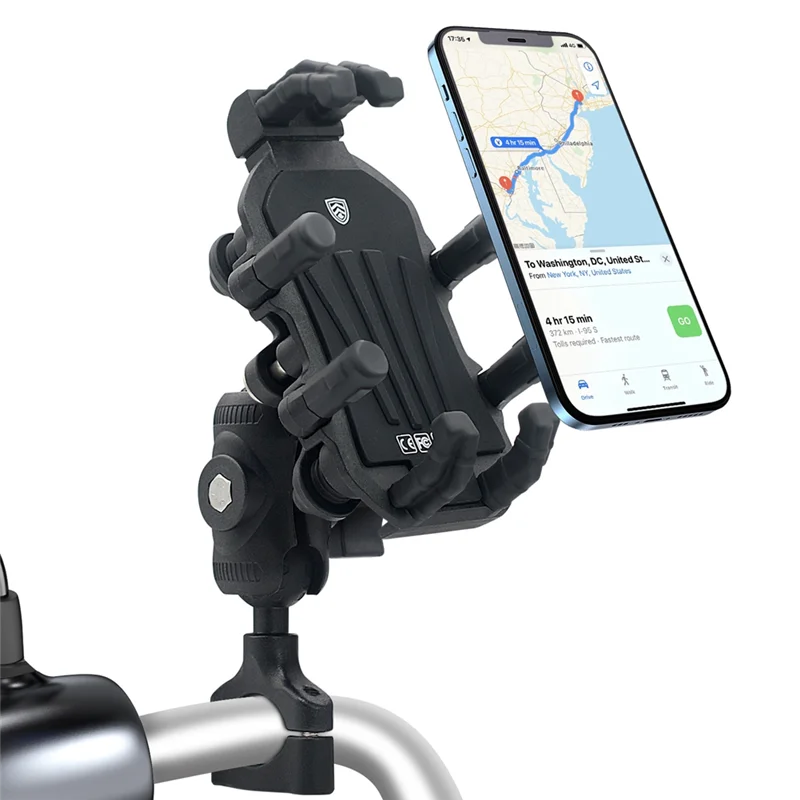 Motorcycle Phone Mount With Vibration Dampener, 1-Hand Operation Motorcycle Bike Scooter ATV Handlebar Holder, Fine Workmanship