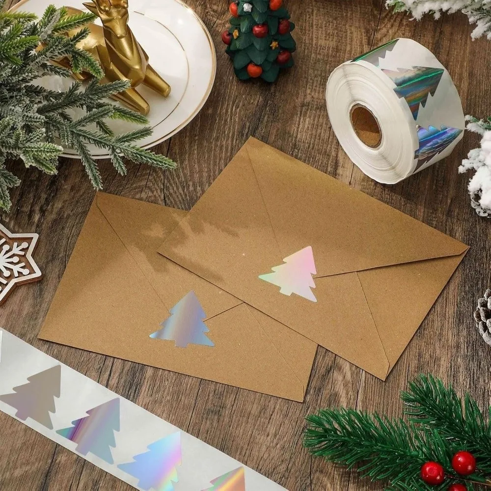 500pcs/roll New Laser Type Halloween Stickers Decorative Paper Waterproof Reflective Labels Ghost Stickers Gift Packaging