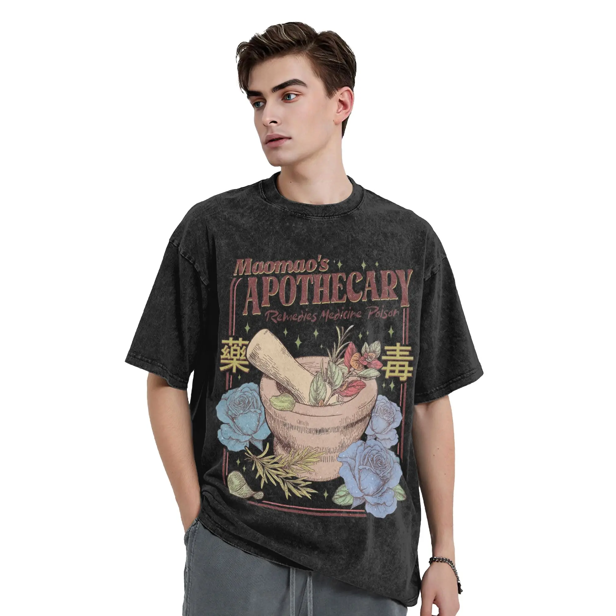 

Футболки с эффектом потертости Maomao's Apothecary The Apothecary Diaries, хип-хоп футболки с принтом, уличная одежда, хлопковые летние футболки для мужчин и женщин