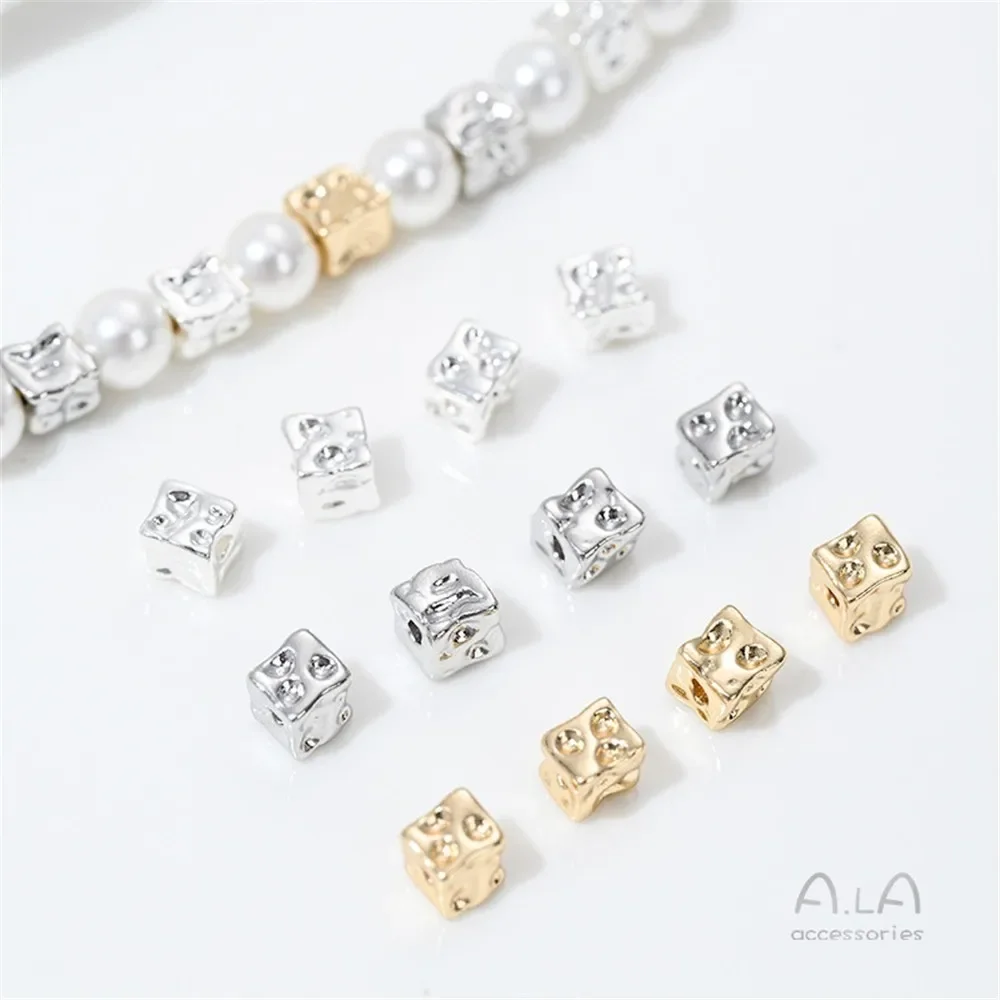 Cuentas cuadradas de queso envueltas en oro de 14 quilates, cuentas cuadradas irregulares, pulsera de cuentas DIY, collar, accesorios de joyería