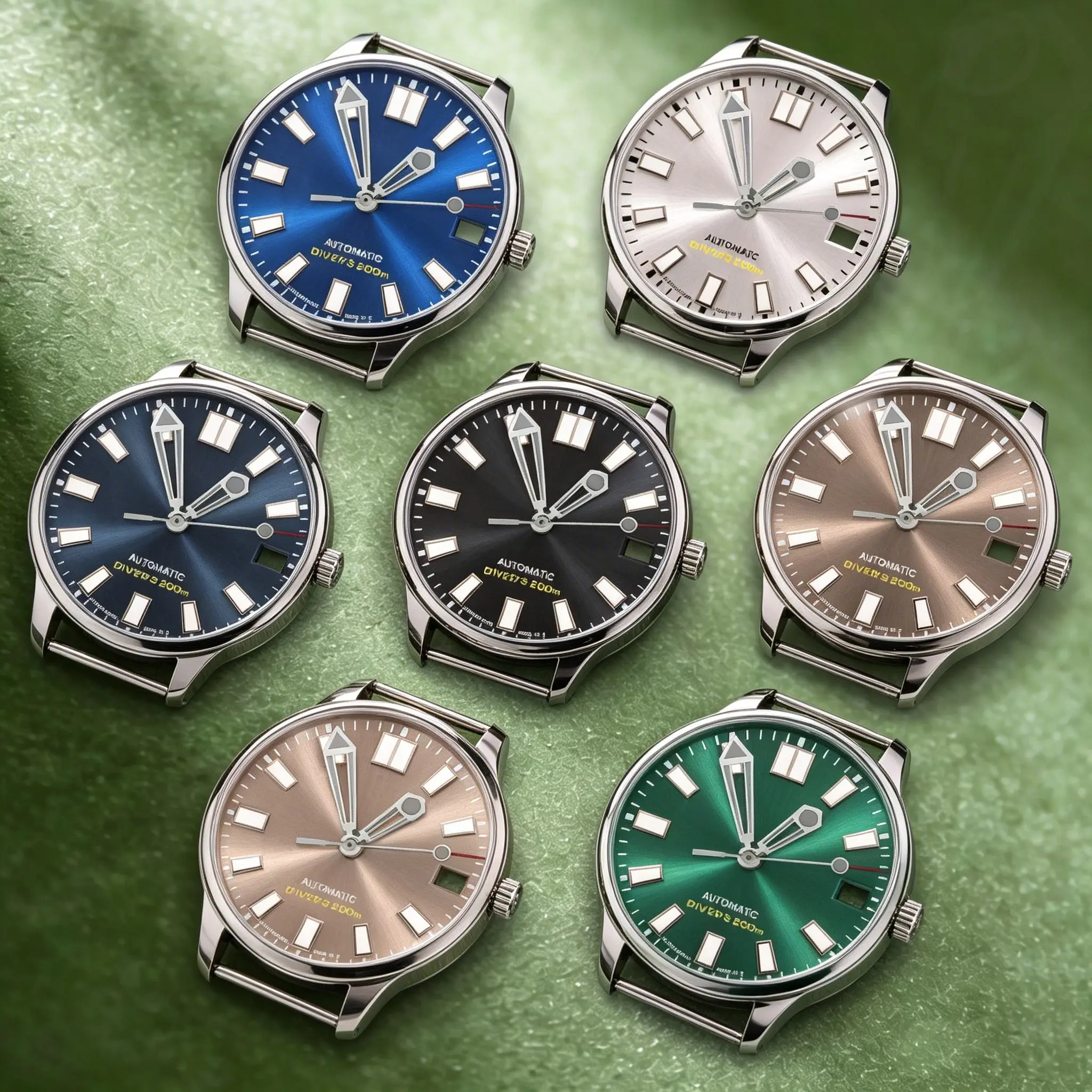 NH S Logo 28,5mm Sunray Black Dial NH35 Uhrwerke C3 Grün Leuchtende Uhren für Herren Uhrenmodifikation Zubehör Reparaturteile