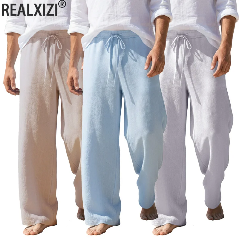 

Spring/Summer New Multi Colors Men's Solid Color Breathbale Pants Autumn Streetwear Fashion Casual Yoga Beach Loose Trousers