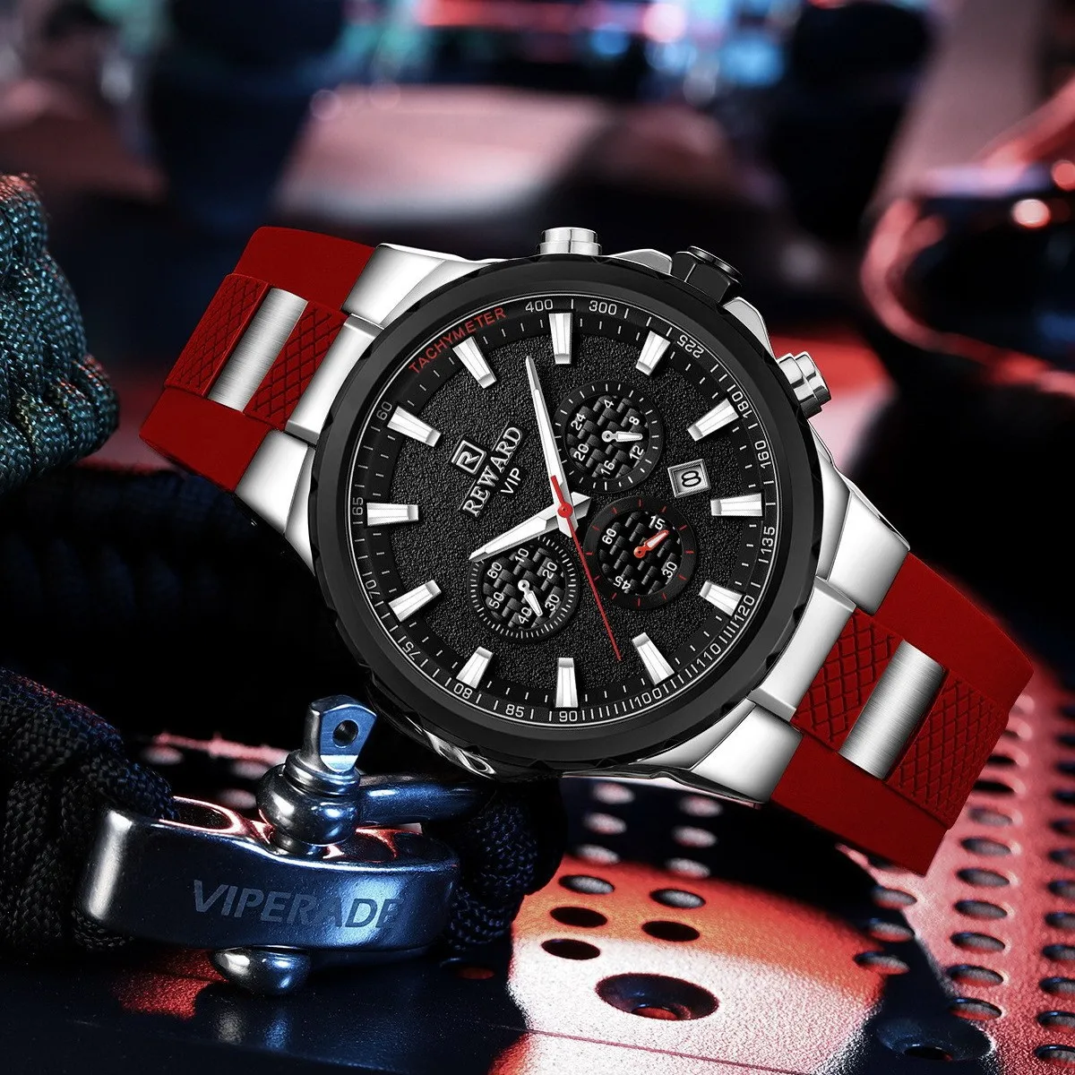 Boutique Men's Multifunctional Sports Watch Personalized Silicone Strap Waterproof Chronograph Men's Watch