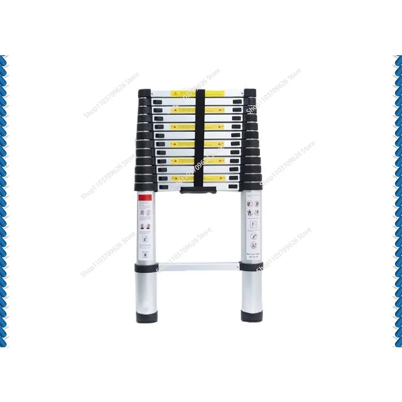 

Telescoping Ladder 12.5 FT Aluminum One-Button Retraction Collapsible Extension 375 LBS Capacity w/Non-Slip for Home RV