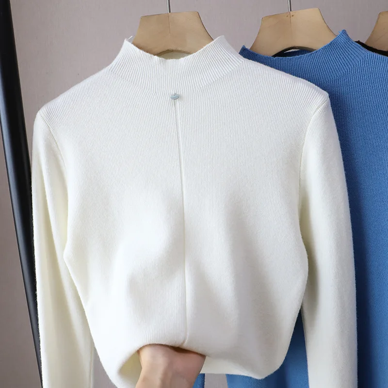 

Women's Long Sve Knitted Sweater f High Collar Slim Fit Color Base Layer Inner Wear Top Autumn Winter New Sle