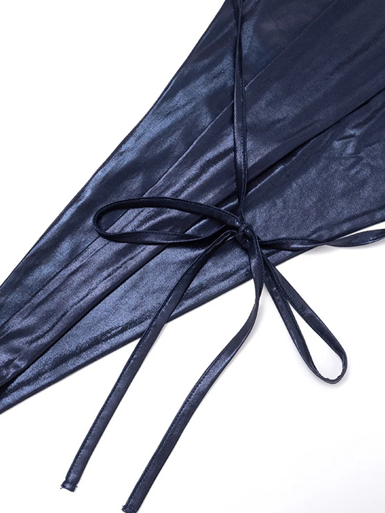 Beyprern Sexy Glanzend Metallic Bandage Twee Stukken Korte Set Vrouwen Solid Halter Mouwloze Halter Top En Shorts Suits Club Party