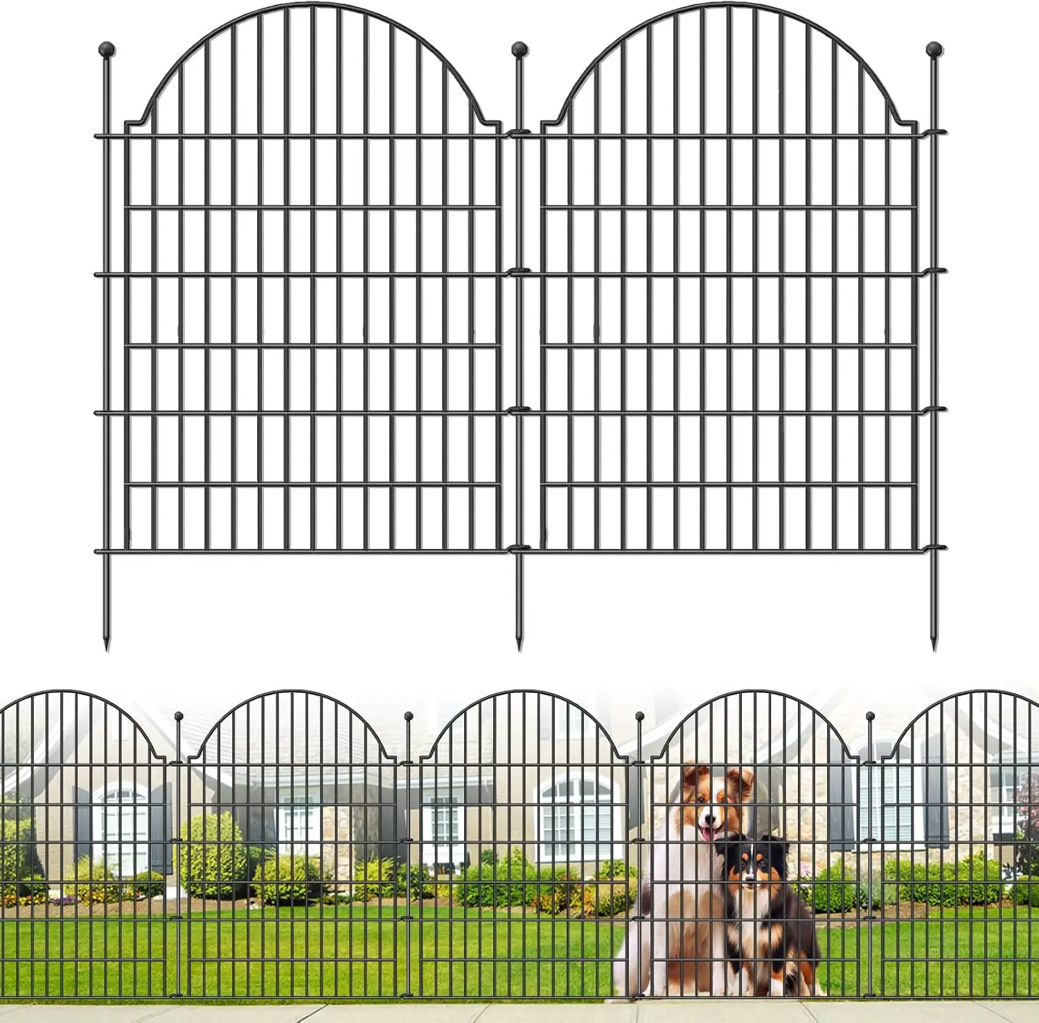 

10-Panel Rustproof Metal Garden Fence, 40in H x 23.6ft L, Temporary Dog Barrier with Ground Stakes