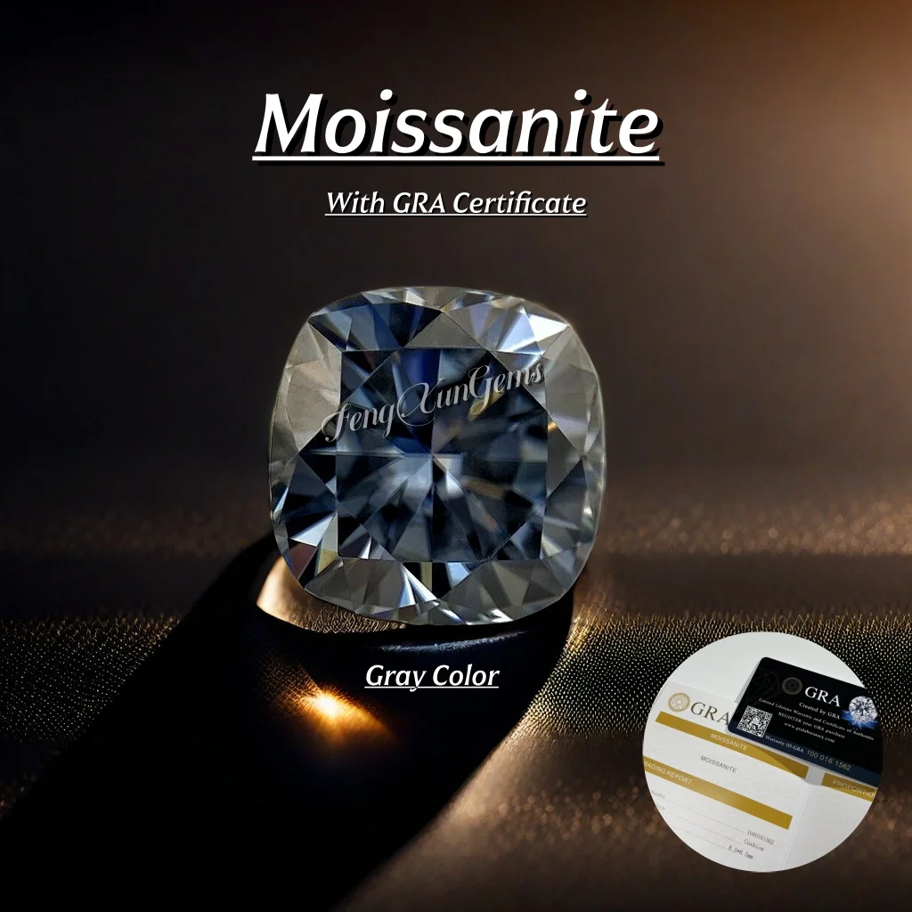 

Тонкие свободные муассанитовые драгоценные камни серого цвета с сертификатом GRA 0,5 ~ 7 карат, отличная огранка для инкрустации кольца, высокое качество