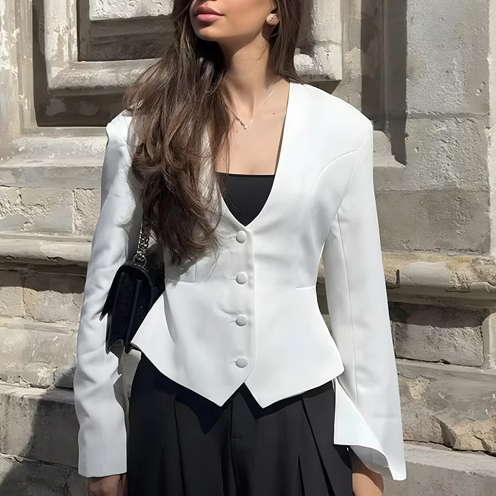 Autumn Winter Casual Long Sleeve Straight Cut Suit Women's Fashion Top Comfortable Fit Style No Decoration