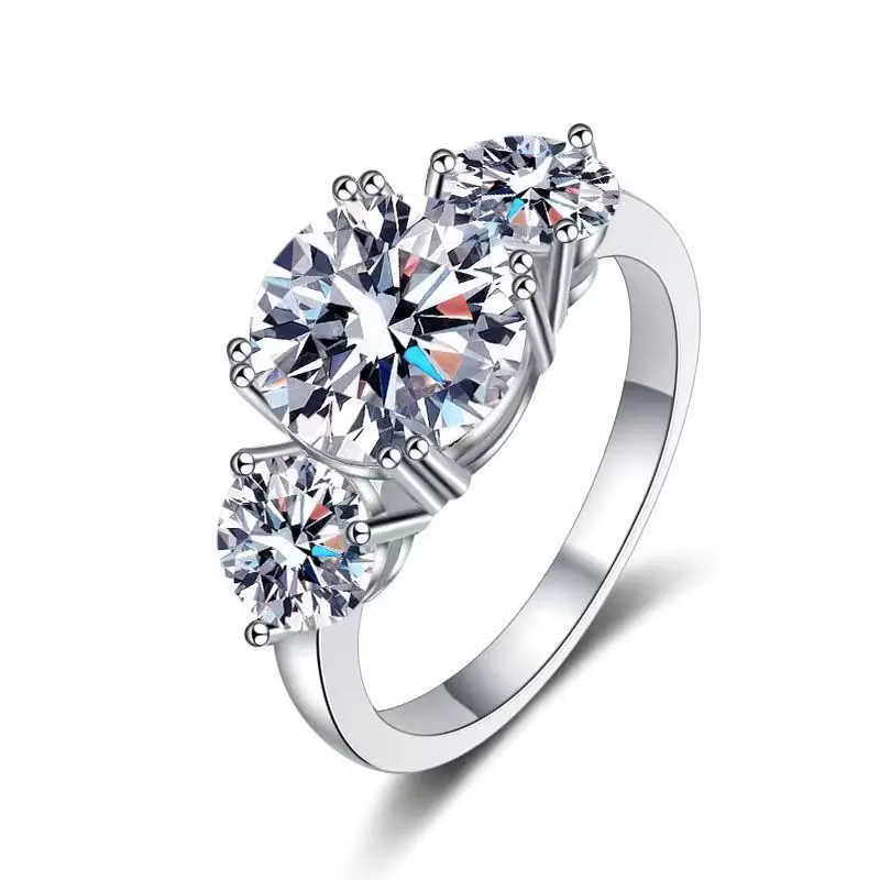 

High Quality Luxury s925 silver ring white moissanite engagement wedding ring for women