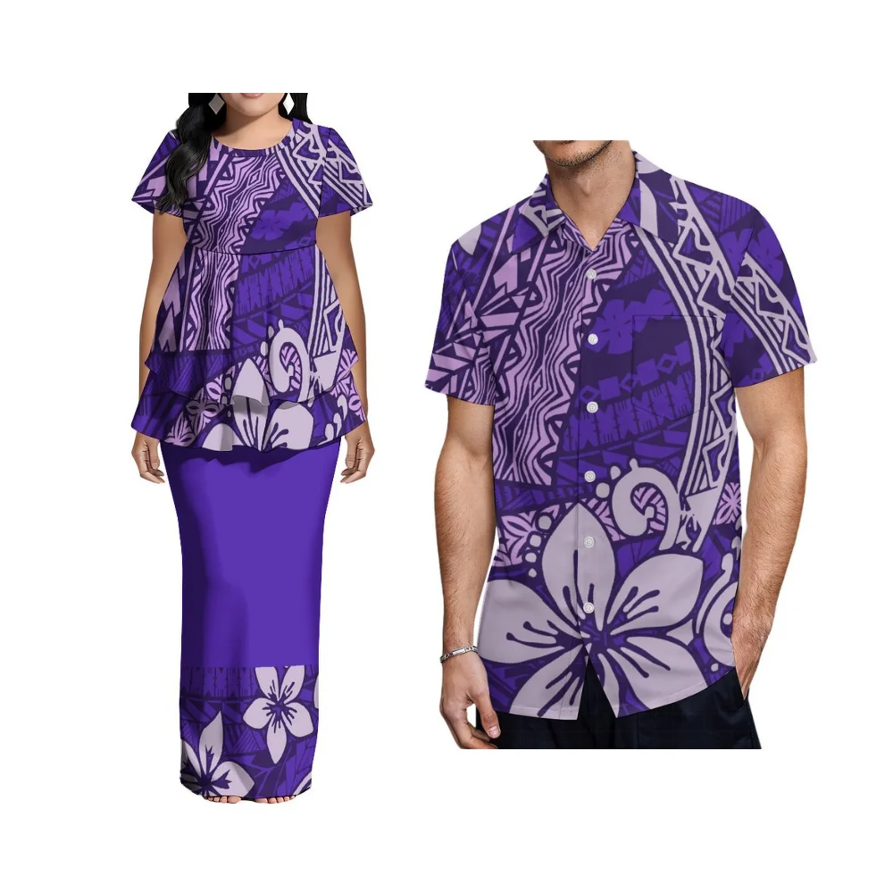 السيدات جولة الرقبة قصيرة الأكمام مزدوجةهيم أعلى ضئيلة تنورة طويلة Puletasi المرأة دعوى تنورة عارضة قميص رجالي 2 قطعة مجموعة