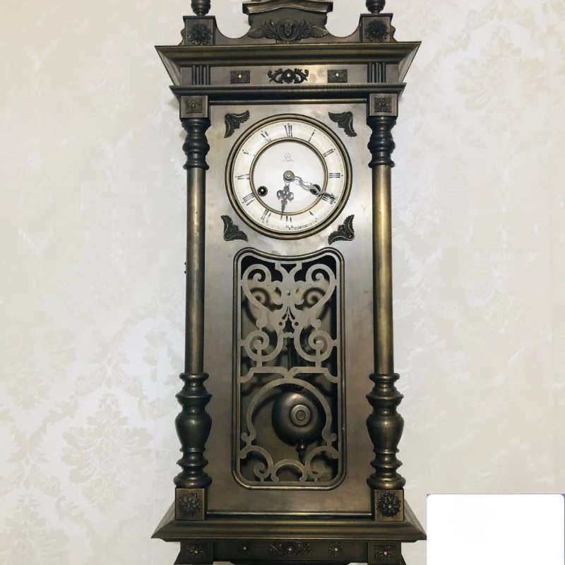 

Wall clock mechanical all-copper material to tell the time, wall clock retro old European classical