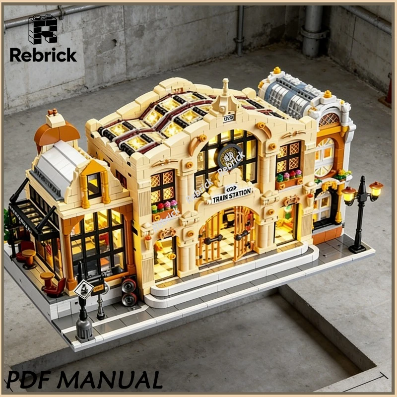 

89140 Винтажный конструктор «Железнодорожная станция»: архитектурная модель для сборки, развивающая игрушка для конструирования и изучения городской среды