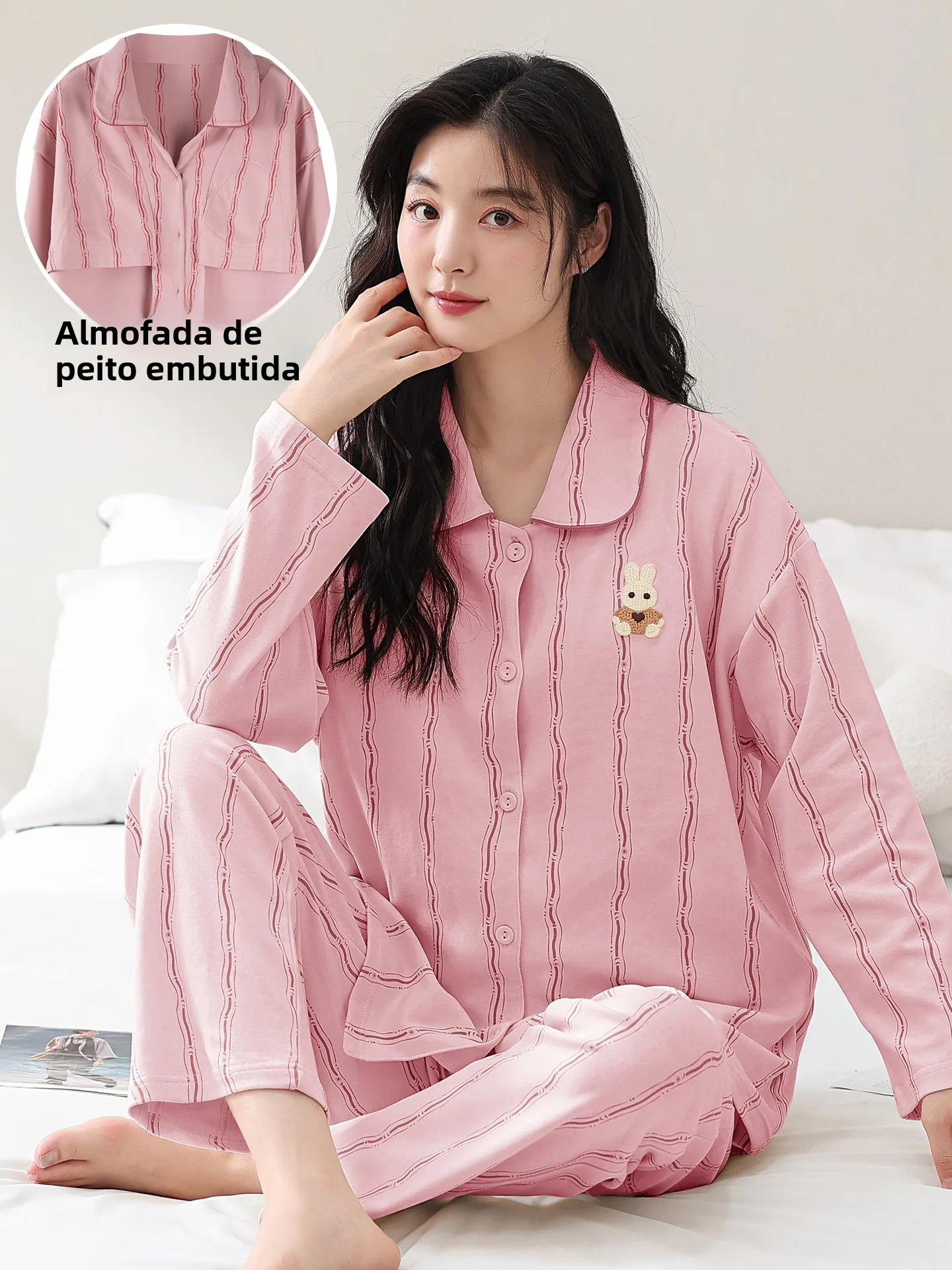 2026-new-long-sleeve-sleepwear-women's-cardigan-button-doll-collar-cute-outwear-home-clothes-set-comfortable-cotton-printed