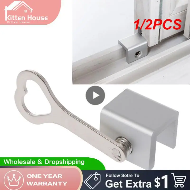 1/2PCS Sliding Door Window Locks Padlock Stop Aluminum Alloy Door Lock Frame Security Lock with Keys Safety Key Lock