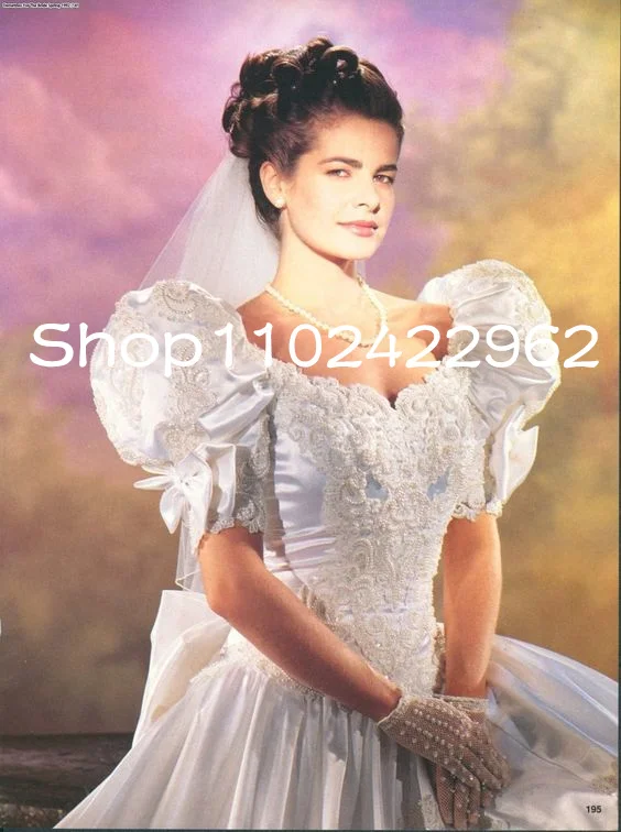 Ball Gown 80s Puff Sleeve Wedding Dress Customized Demetrios Vintage 1980  Wedding Dresses Puffy Shoulder