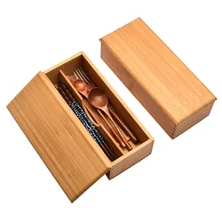 Cutlery Storage Box Kitchen Utensil Holder Silverware Organizer Wood Drawers Rack Chopsticks Container Lid Bamboo Travel Cups