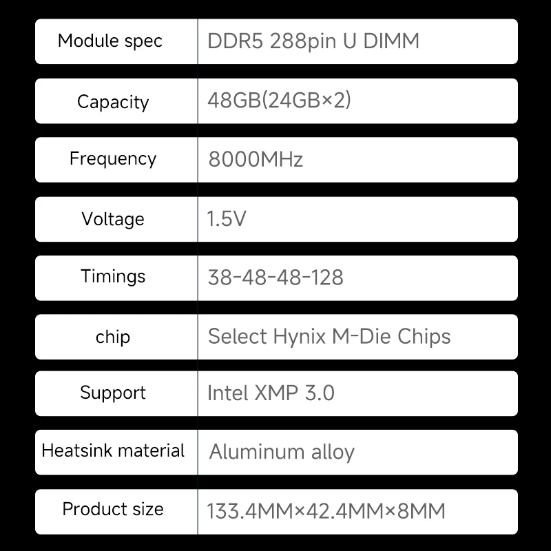 KingBank CL38 memoria ram DDR5 RAM Memory DDR5 RAM PC 24GBX2 48GB 8000MHz 8000 MHz RAM for Desktop gaming computer Hynix M die
