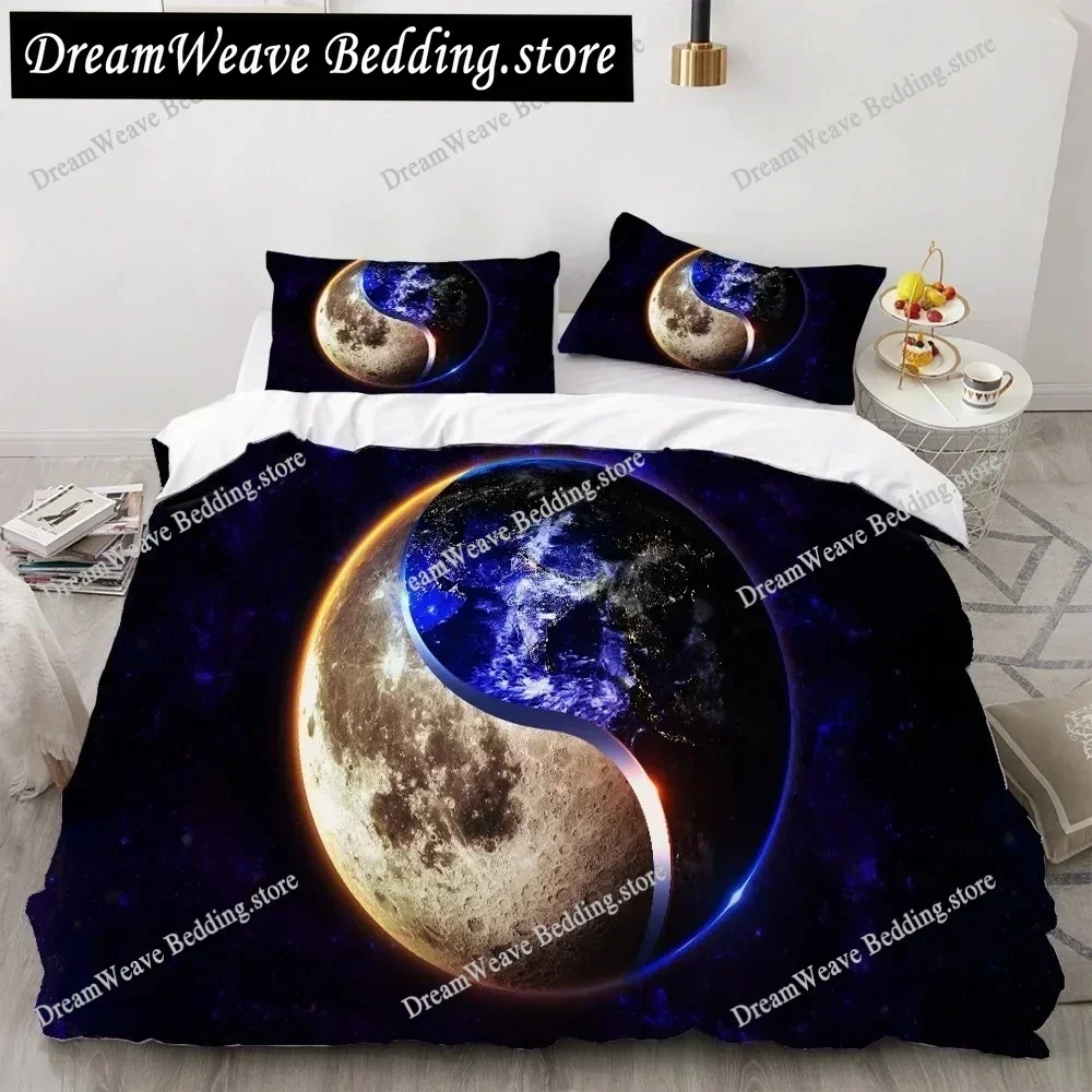 Yin Yang King Duvet Cover Mandala Bohemian Bedding Set Retro Lotus Tai Chi Bagua Comforter Cover Home Textileextile Luxury Gift