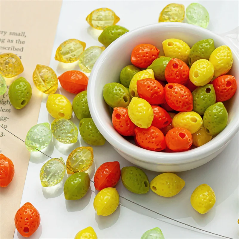 14x9MM Acrylic Colored Fresh Lemon Beads Lifting Hole Loose Spacer Beads Handmade For DIY Jewelry Bracelet Necklace Accessories