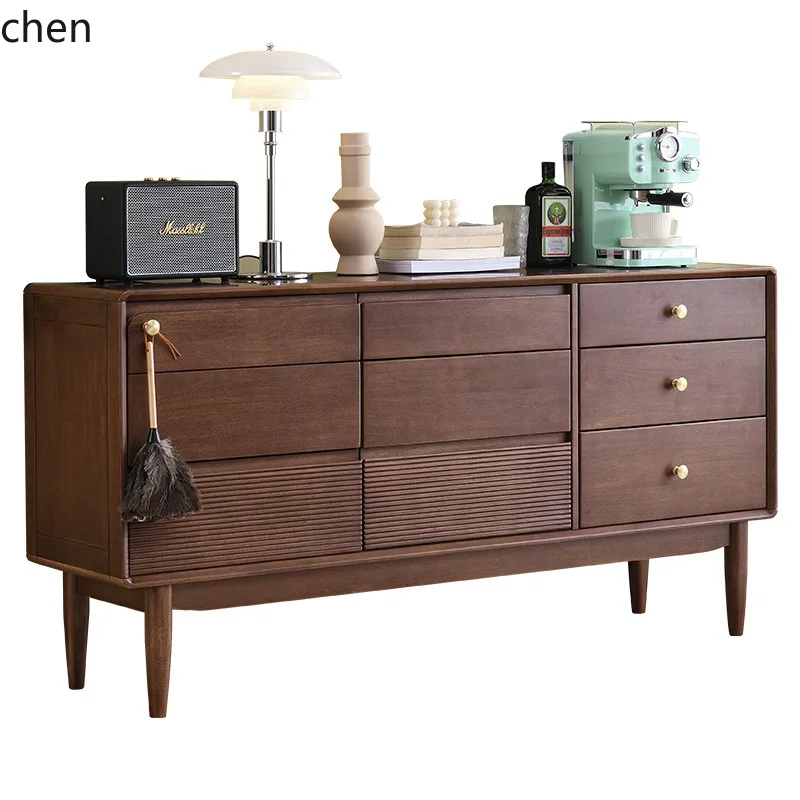LXC Solid Wood Nine-Drawer Cabinet Modern Simple Living Room Wall-Mounted Entryway Cabinet Bedroom Storage Cabinet