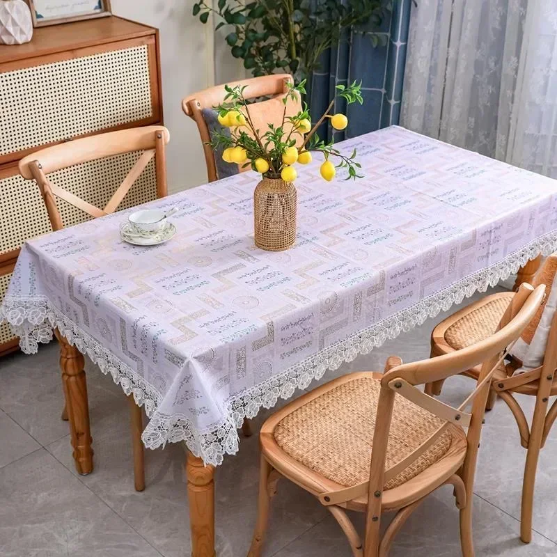 

Tablecloth Washable, waterproof, oil-proof, anti-ironing, light luxury, high-grade lace lace household tablecloth J17