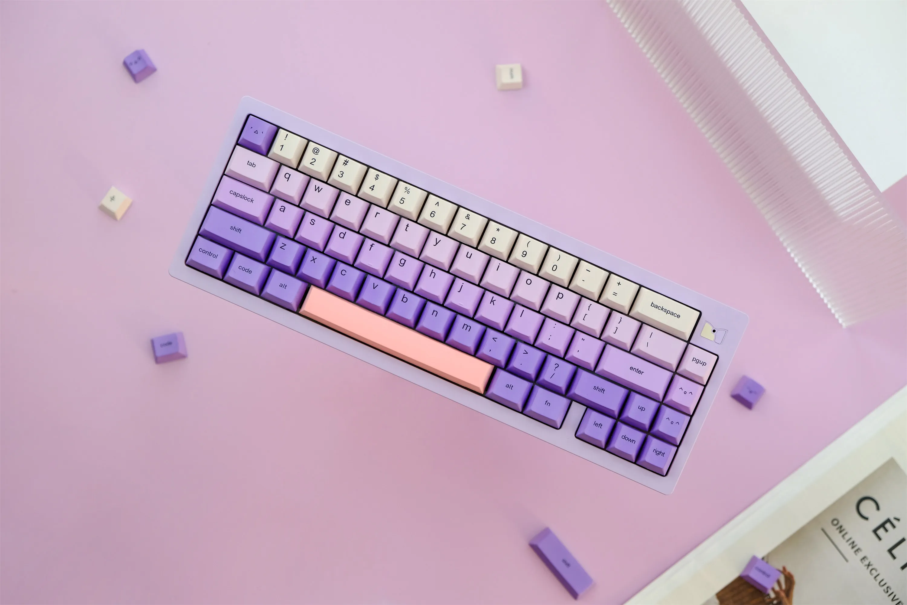 Imagem -02 - Keycap Roxo Bonito para Teclado Mecânico Pbt Keycaps Perfil de Cereja Dye-sub Personalizado 129 Chaves