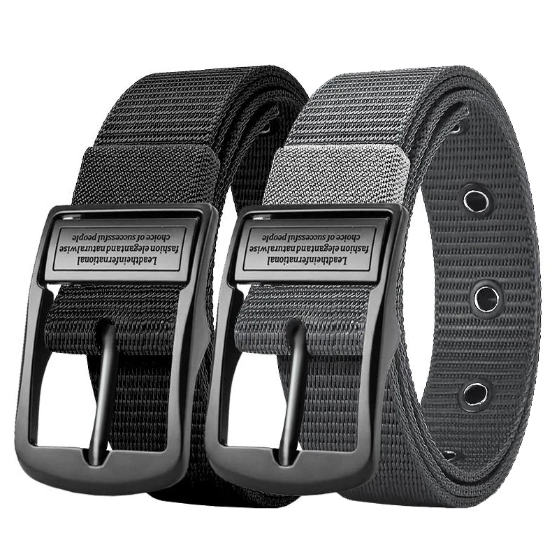 Men Nylon Canvas Belt Heavy Duty Tactical Work Belt Alloy Pin Buckle Casual Everyday Outdoor Sports Durable Style