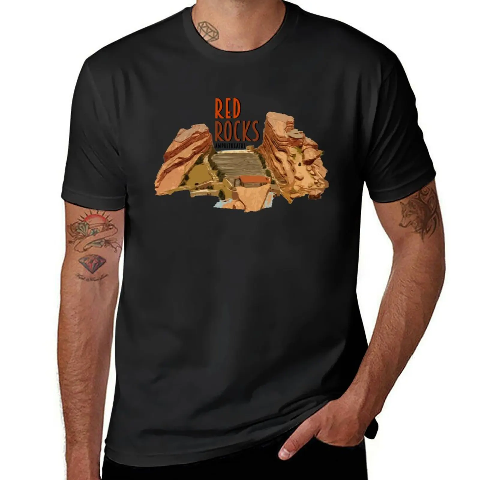 Red Rocks Amphitheatre | Colorado, USA T-Shirt quick drying customs design your own vintage clothes black t-shirts for men