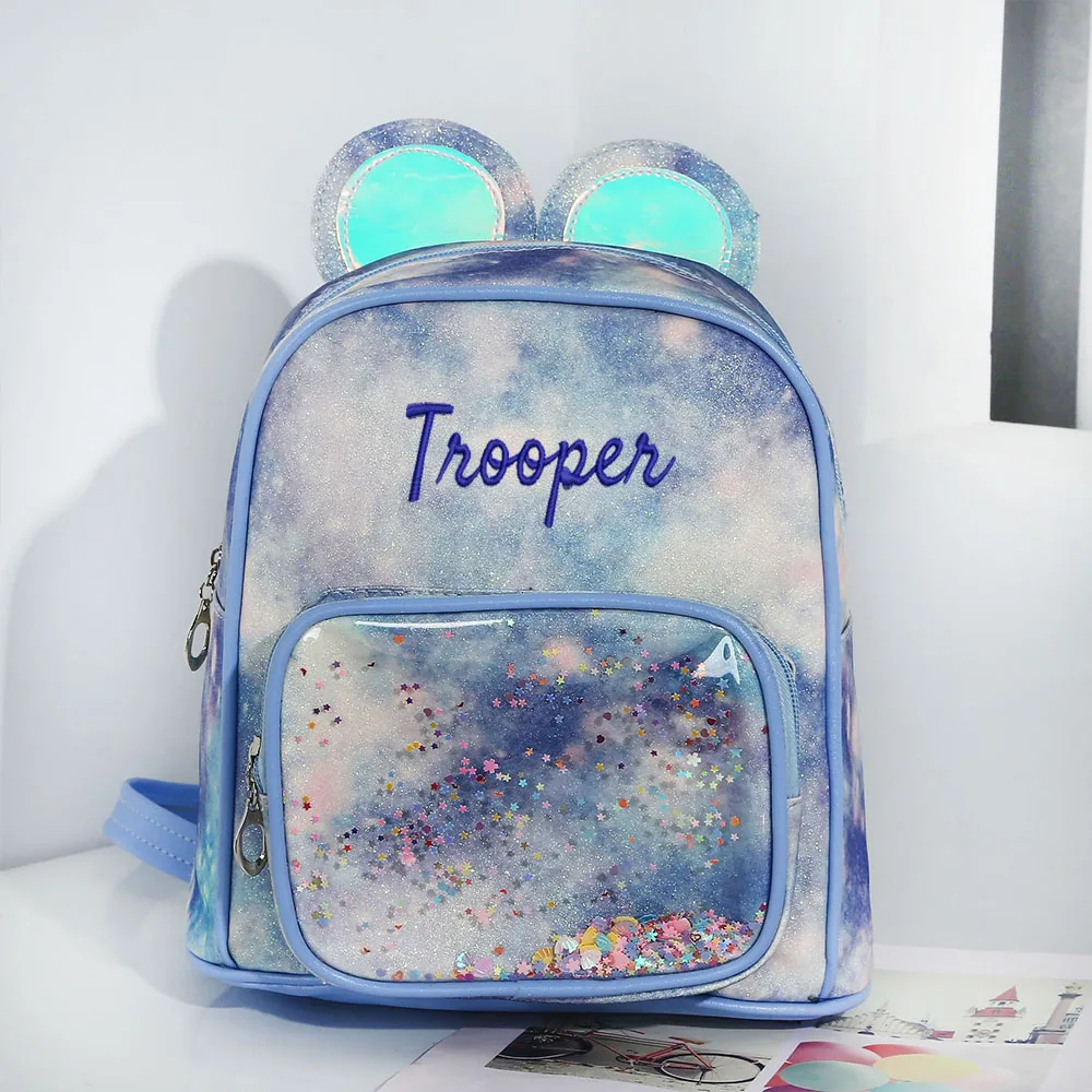 

New Arrival Personalized Name Starry Sky Backpacks Student's Cartoon Quicksand Girls Backpack Casual Kindergarten Schoolbags